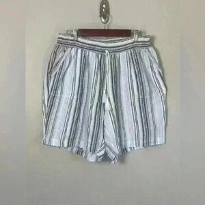 Christopher & Banks Linen Cotton Blend Blue Striped Shorts Women’s 2X NWT